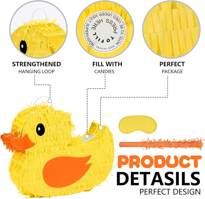 Enten-Piniatas-Set mit Augenbinde und Fledermaus (41,5 x 32,6 x 10,2 cm), perfekt für Kindergeburtst