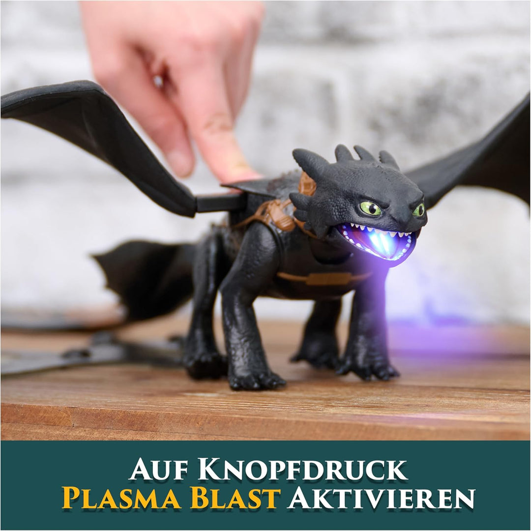 Dreamworks Dragons – Plasma Blast Ohnezahn, 51cm lange Drachenfigur mit Licht- und Soundeffekten, Sp