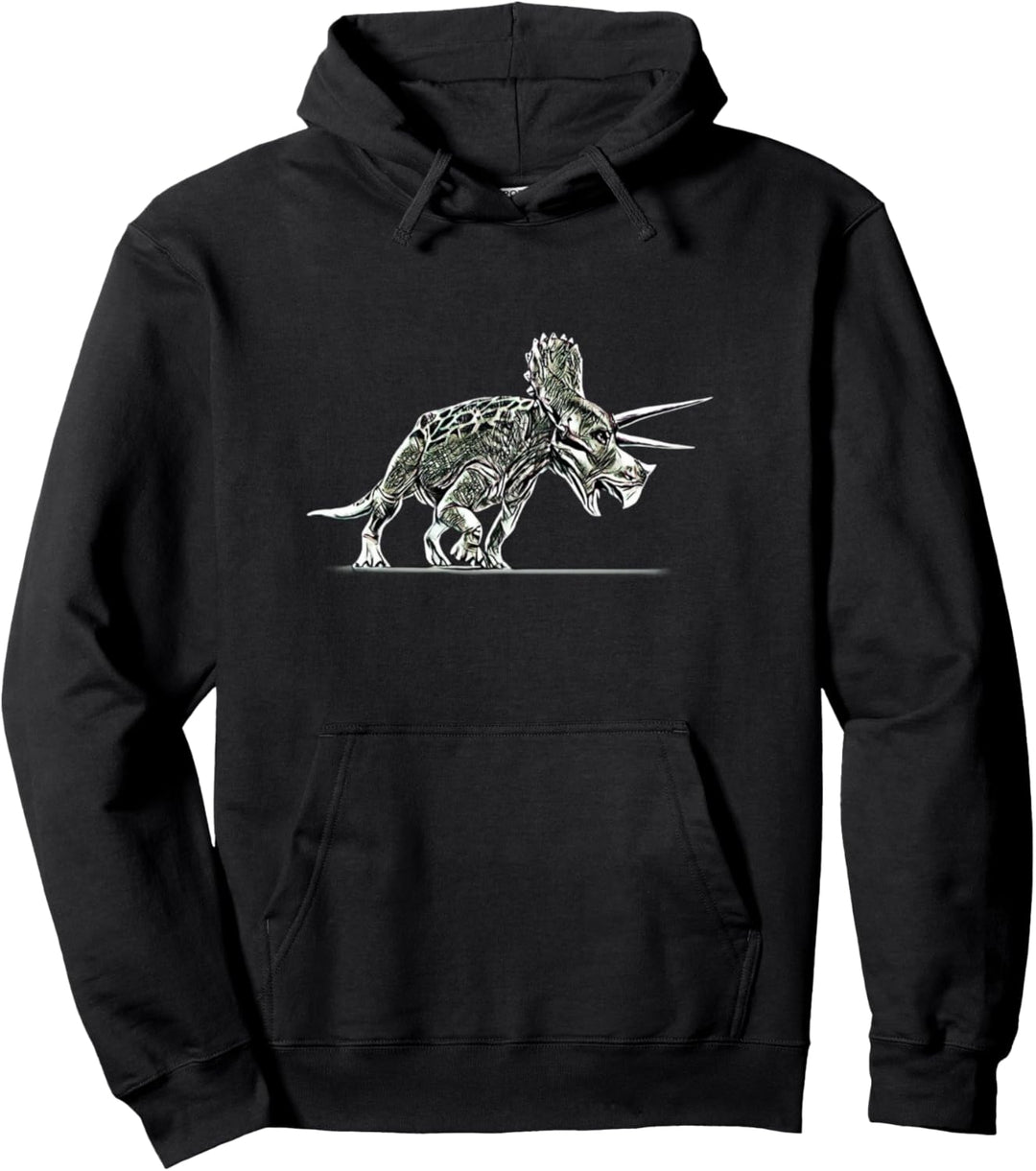 Triceratops Motiv Dinosaurier Dino Pflanzenfresser Urzeit Pullover Hoodie