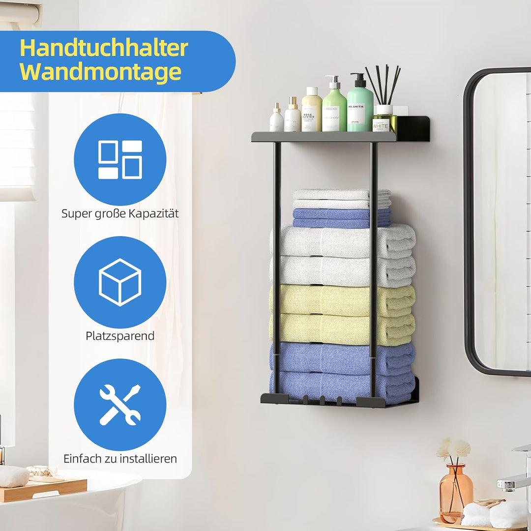 OUTWOLF Badezimmer Handtuchhalter Bohrungsfrei – Ausziehbarer Selbstklebender Wandregal Mit Ablage,