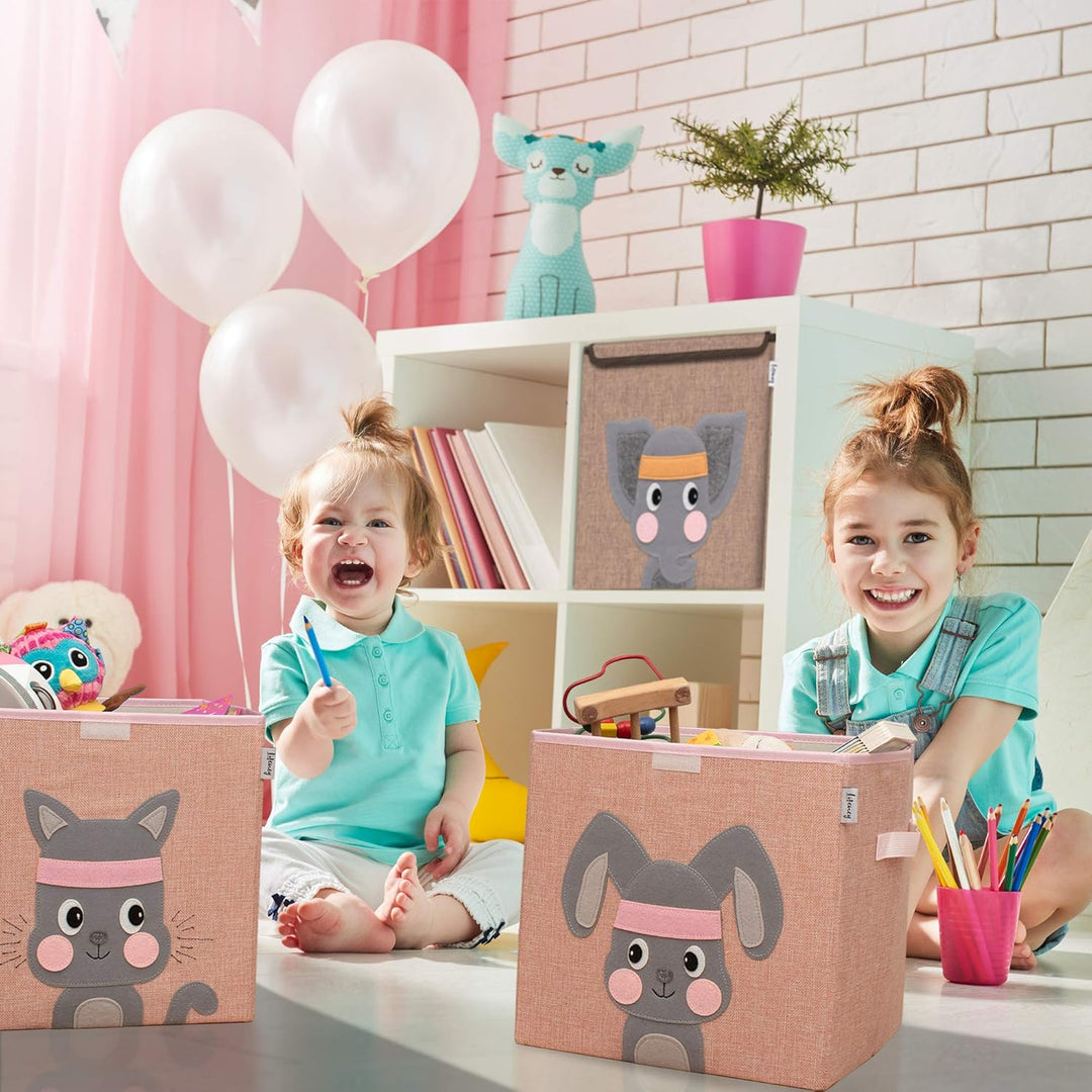 Aufbewahrungsbox mit Deckel und Hase I Spielzeugbox mit Tiermotiv passend für Würfelregale I Ordnung