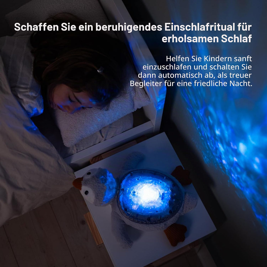 Cloud b Tranquil Penguin - Eco Baby Night Light &amp; Sound Machine, Ocean Wave Projector, Cry Sensor, W