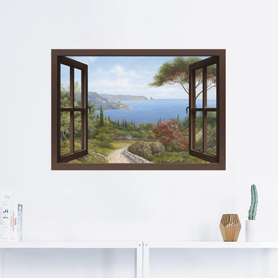 ARTland Wandbild selbstklebend Vinylfolie100 x 70 cm Landschaften Fensterblick Haus am Meer I T4EE H