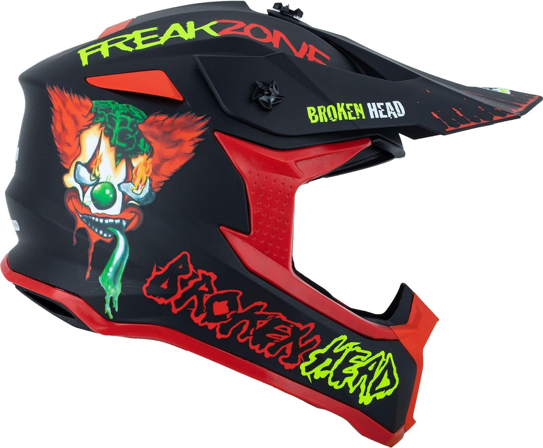 Broken Head FreakZone Motocross-Helm Schwarz-Grün-Rot matt – Cross-Helm – MX – Quad – Supermoto XXL