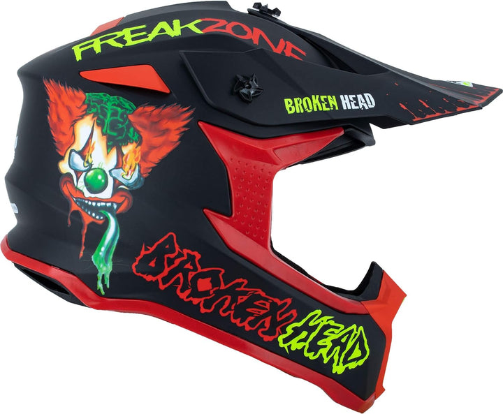 Broken Head FreakZone Motocross-Helm Schwarz-Grün-Rot matt – Cross-Helm – MX – Quad – Supermoto XXL