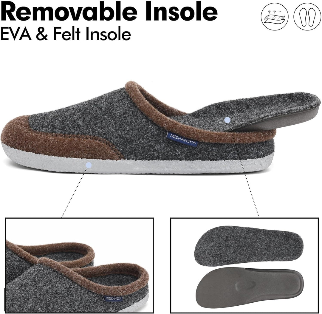 Mishansha Filz Hausschuhe Winter Bequem Filzpantoffeln für Damen Herren Gr.36-48 36 EU Dunkelbraun,