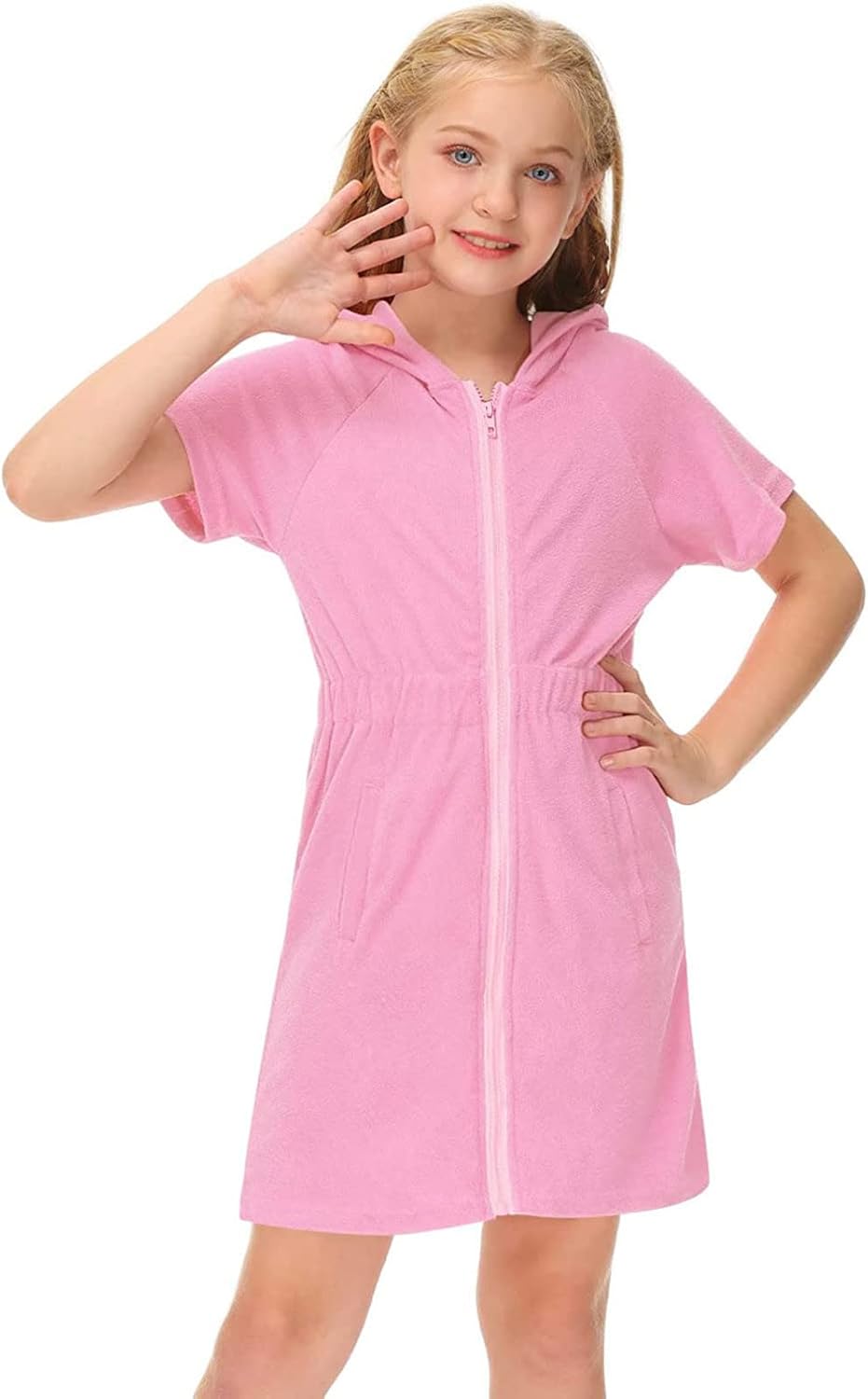 Kinderbademantel Mädchen, Weicher mit Reissverschluss Gross Kinder Badeponcho Kinderbademantel Flaus