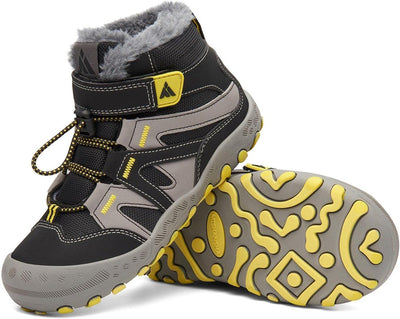 Mishansha Kinder Outdoor Winterschuhe Warm Gefüttert Winterstiefel, Gr.24-38 27 EU Ebenholz Schwarz,