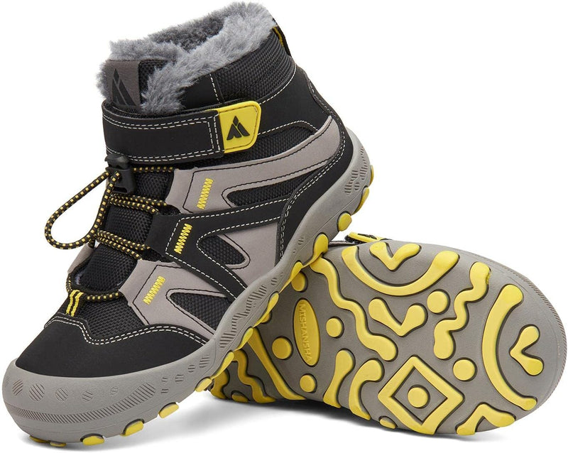 Mishansha Kinder Outdoor Winterschuhe Warm Gefüttert Winterstiefel, Gr.24-38 27 EU Ebenholz Schwarz,
