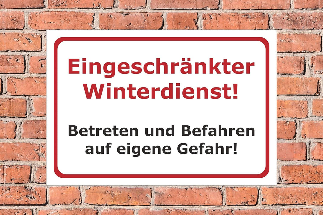 Melis Folienwerkstatt Schild Eingeschränkter Winterdienst - 60x40cm - Bohrlöcher - 3mm Aluverbund –