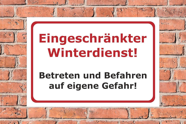Melis Folienwerkstatt Schild Eingeschränkter Winterdienst - 60x40cm - Bohrlöcher - 3mm Aluverbund –