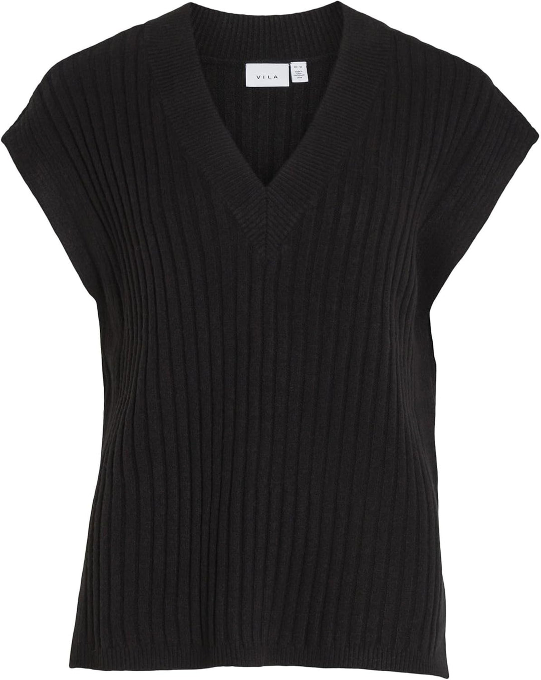 Vila Damen Vimalje V-Neck S/L Oversize Knit Vest Pullunder S Schwarz, S Schwarz