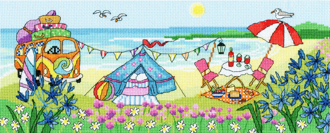 Bothy Threads Kreuzstich-Set"Glamping Spass", 37x15cm, XJR33, Zählmuster
