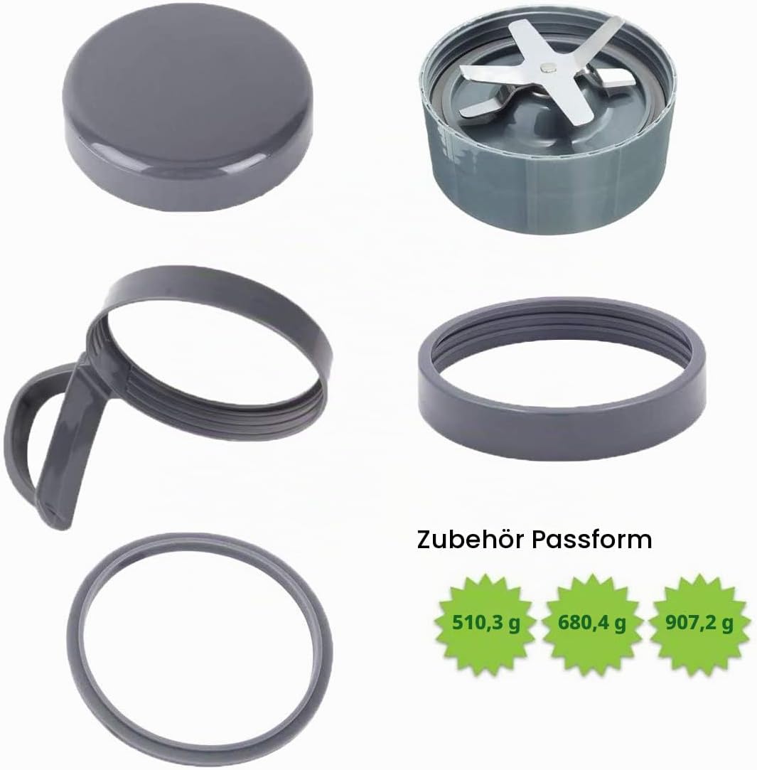Ersatzteile für NutriBullet, 2 Tassen, Abziehklinge, 2 wiederverschliessbare Deckel, 2 Dichtungen, 2