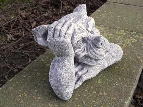 Steinfigur MAUERHOCKER Gargoyle, Frostfest bis -30°C, massiver Steinguss