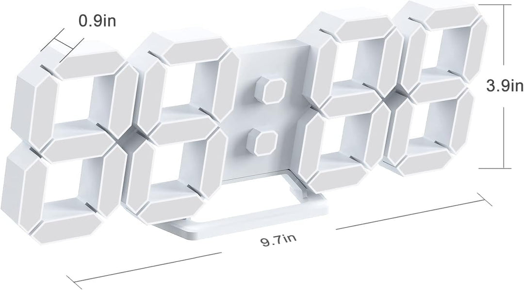 Deeyaple LED Wanduhr Digital Wecker 3D Uhr Dimmbar Snooze Modern USB 12/24Stunden Datum Temperaturan