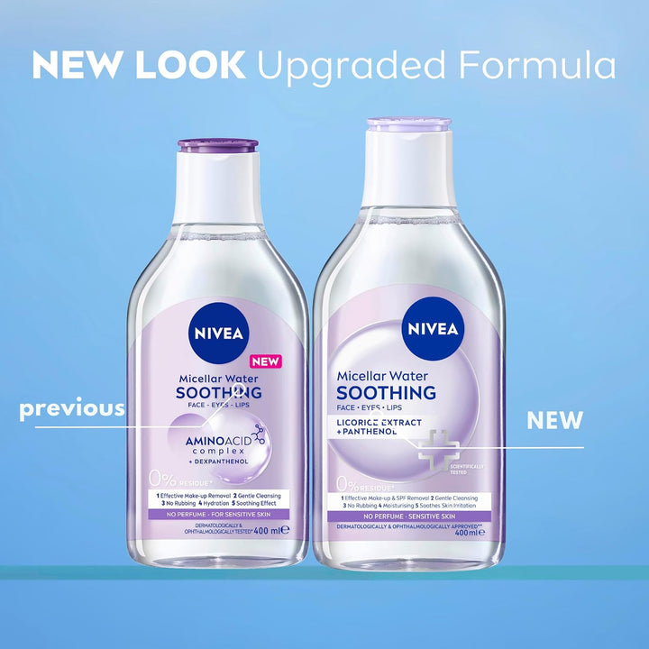 NIVEA MicellAIR 5 Stück Skin Breathe Mizellenwasser (400ml), 3-in-1 Sensitive Make Up Entferner Mize