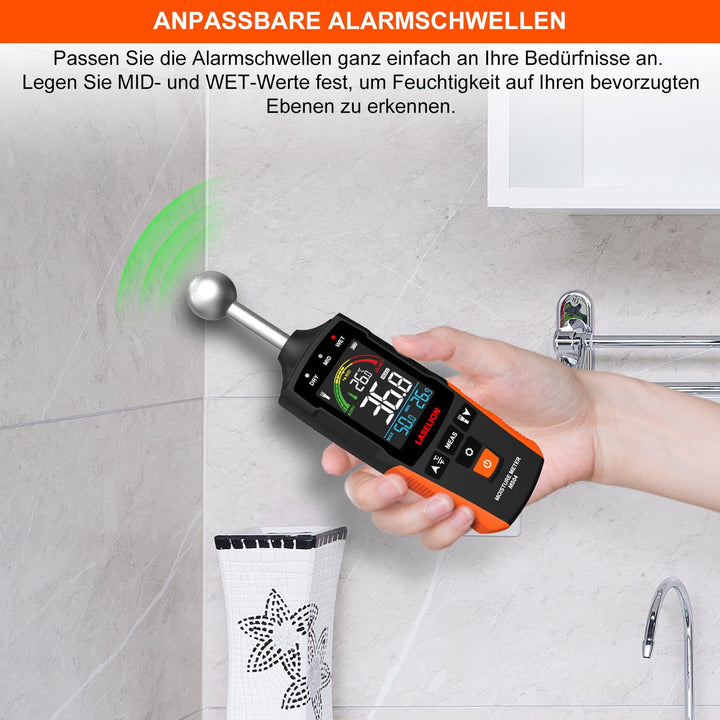 LASELION Wand Feuchtigkeitsmessgerät MS04 mit Kugelsensor für Zerstörungsfreie Bereichsscans, Ideal