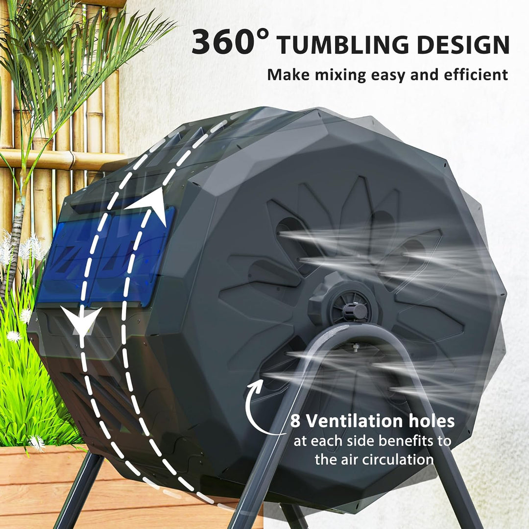 Outsunny Komposteimer für den Aussenbereich, 160 l, Doppelkammer, 360° drehbarer Komposter, Gartenko