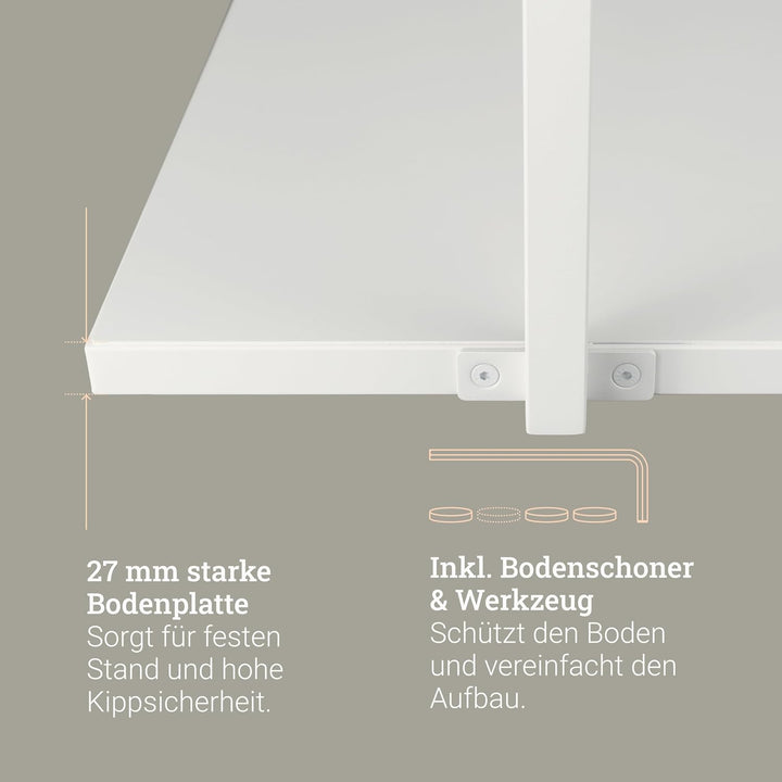 Natural Goods Berlin Kleiderständer BASIS (Weiss, 50 cm) - Kleiderstange aus stabilem Metall - Freis