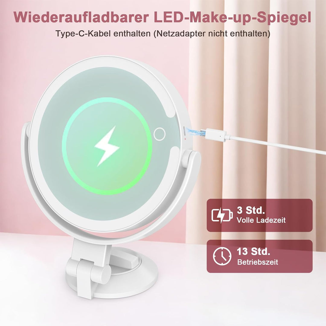 SURFOU Vergrösserungsspiegel mit Saugnapf 20 Fache, mit Beleuchtungm 3 Farbmodi & Dimmbar, 8 Zoll Sp