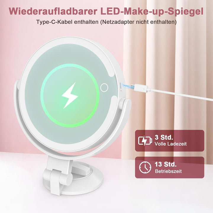SURFOU Vergrösserungsspiegel mit Saugnapf 20 Fache, mit Beleuchtungm 3 Farbmodi & Dimmbar, 8 Zoll Sp