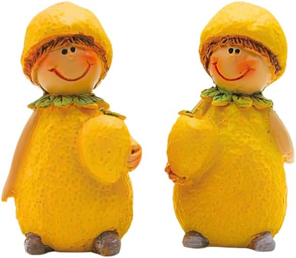 4 Stück Dekofiguren, Gartenfiguren als Zitrone, Früchtefiguren als Zitrone, Sommerfiguren, Zitronenf
