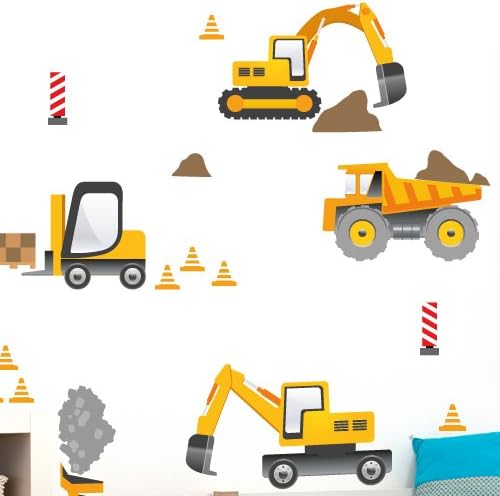 Wandkings Baumaschinen Wandsticker Megapack Set, 58 Aufkleber, Gesamtfläche 260 x 70 cm
