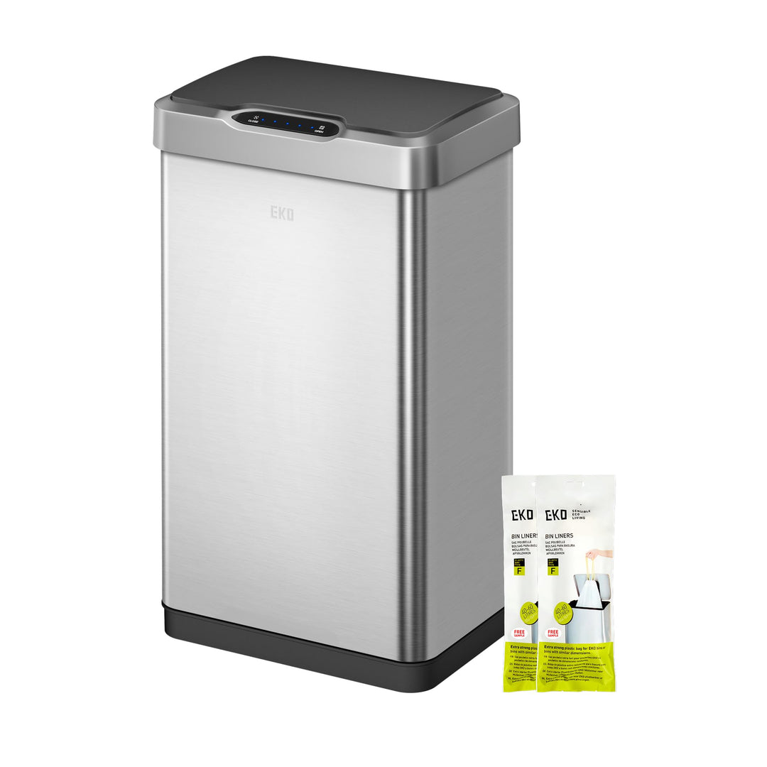 EKO Mirage-T 50 Liter Rechteckiger Mülleimer mit Bewegungsmelder, berührungslos, Gebürstetes Edelsta