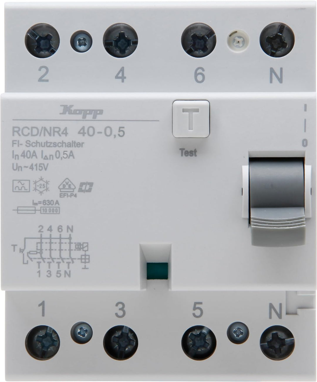 Kopp Fehlerstrom-Schutzschalter, RCD, 40 A, 500mA, 4-polig, 754045096 40A/500mA, 40A/500mA