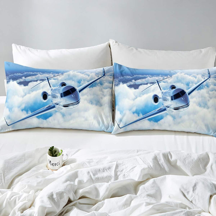 Homemissing Flugzeug Betten Set Flugzeug Drucken Bettwäsche Set 135x200cm für Kinder Jungen Mädchen