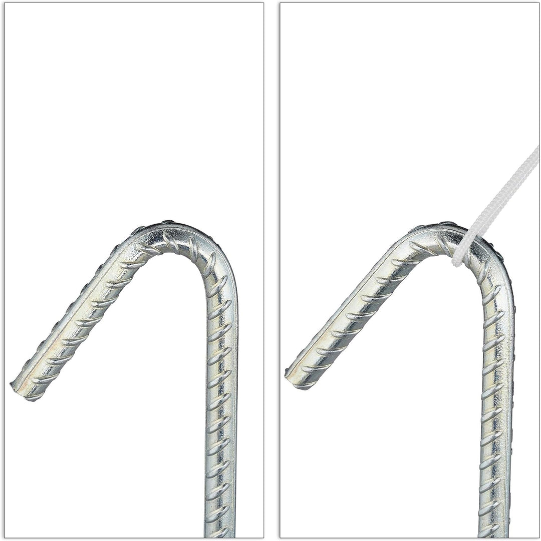 Relaxdays, silber XL Bodenanker im 10er Set, extrem stabile Erdanker, Zeltzubehör, extra lang, 37 cm