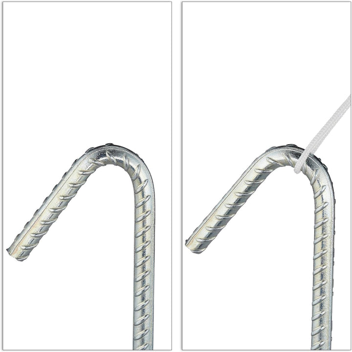 Relaxdays, silber XL Bodenanker im 10er Set, extrem stabile Erdanker, Zeltzubehör, extra lang, 37 cm