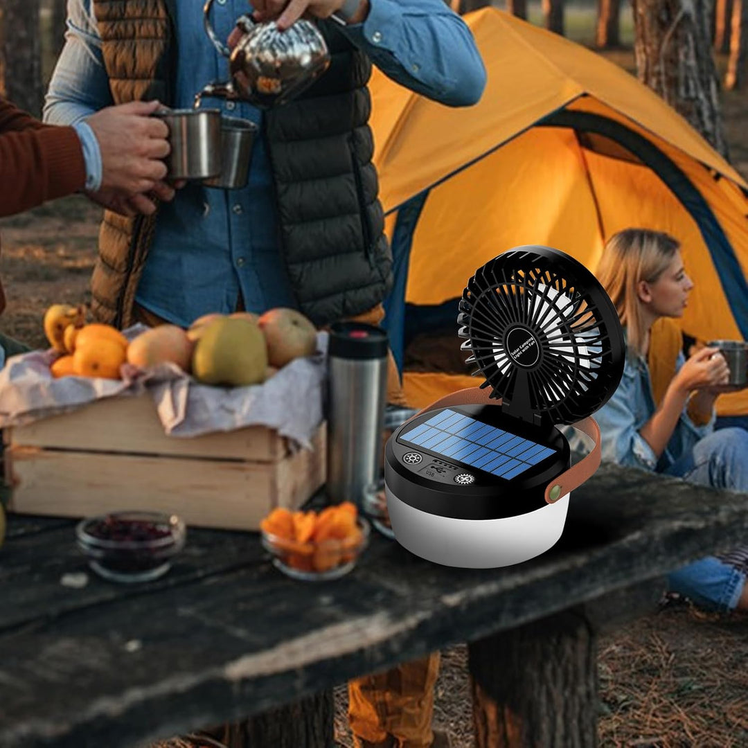 Solar Camping Ventilator, USB Rechargeable Fan, Tischventilator akku Ventilator Camping Campinglampe