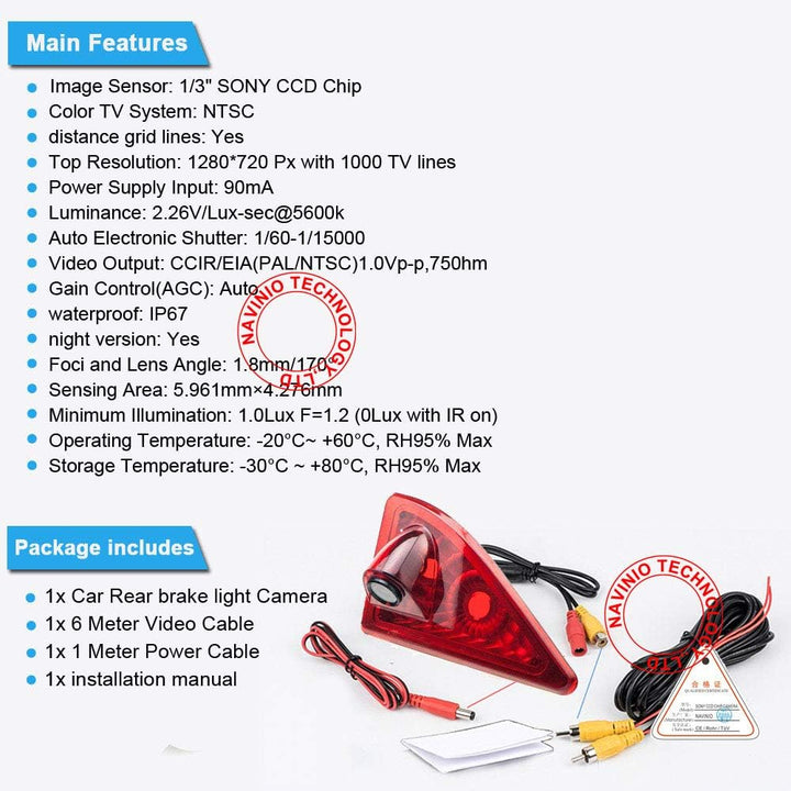 Auto Dritte Dach Oben Halterung Bremslicht Kamera Bremslicht Rückfahrkamera für Opel/Vauxhall Movano