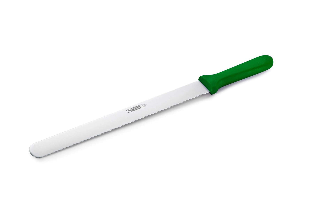 thermohauser Bäckermesser (Stahl, rostfrei), einseitiger Wellenschliff, mit grünem Kunststoffgriff,