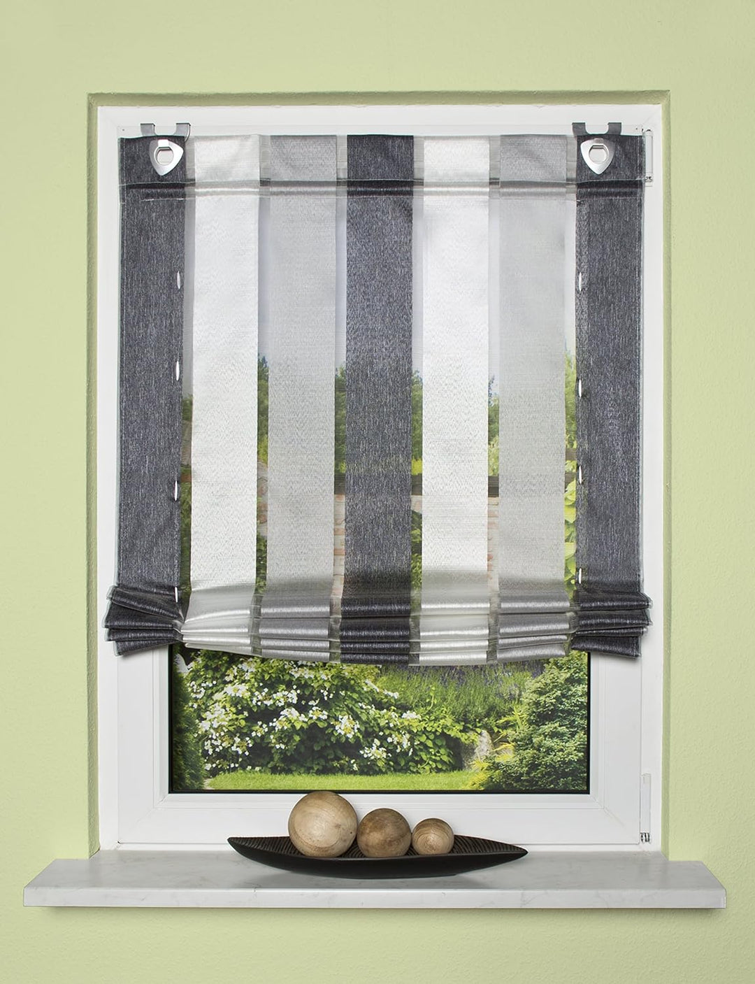 Home fashion BÄNDCHENROLLO LÄNGSSTREIFEN, Stoff, anthrazit, 130 x 80 cm