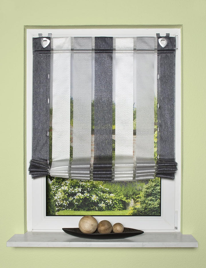 Home fashion BÄNDCHENROLLO LÄNGSSTREIFEN, Stoff, anthrazit, 130 x 80 cm