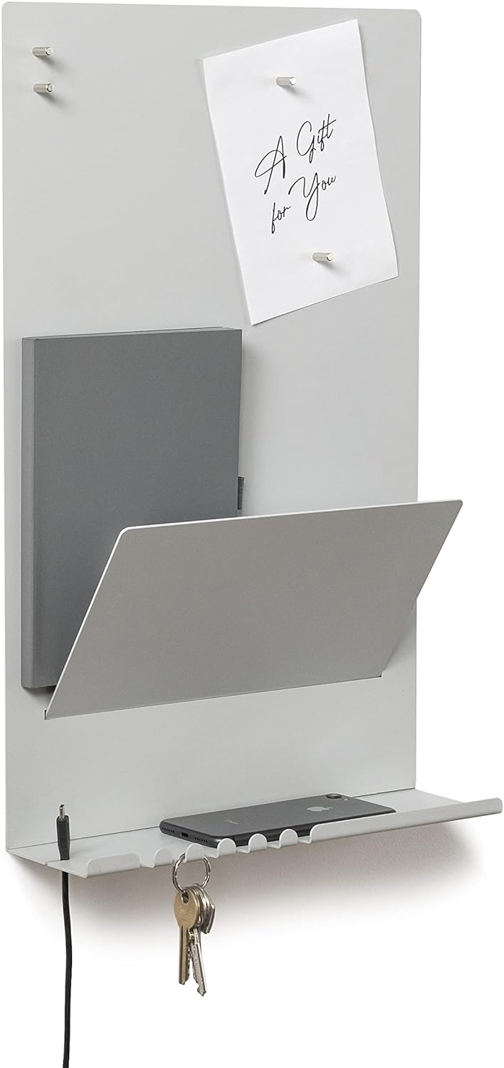 byde Wandorganizer Heke aus Stahlstruktur. 30 x 9 x 49 cm 3-in-1 Wandregal mit Magnettafel und Magne