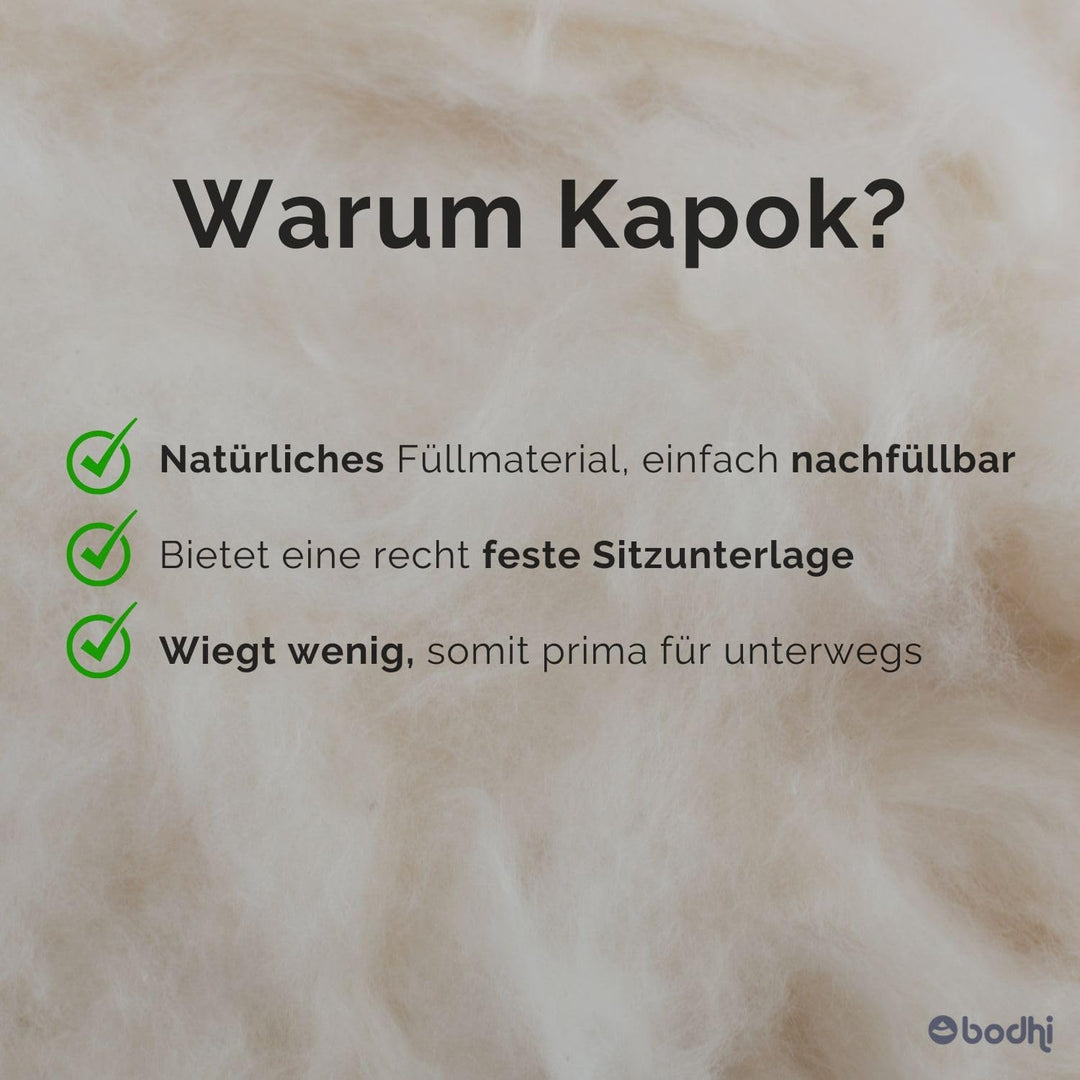 Bodhi Yoga Bolster | ECO Serie | Yogarolle mit Kapok-Füllung | Waschbarer Bezug aus 100% Bio-Baumwol