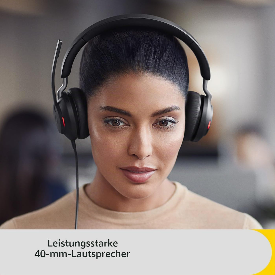 Jabra Evolve2 40 SE - Kabelgebundenes Stereo-Headset mit Geräuschunterdrückung und 3-Mikrofon-Techno