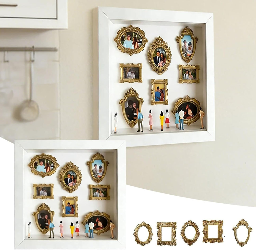 DIY Mini Museum Silhouette Box Foto Display mit Gold Mini Rahmen & Figuren für geschätzte Erinnerung
