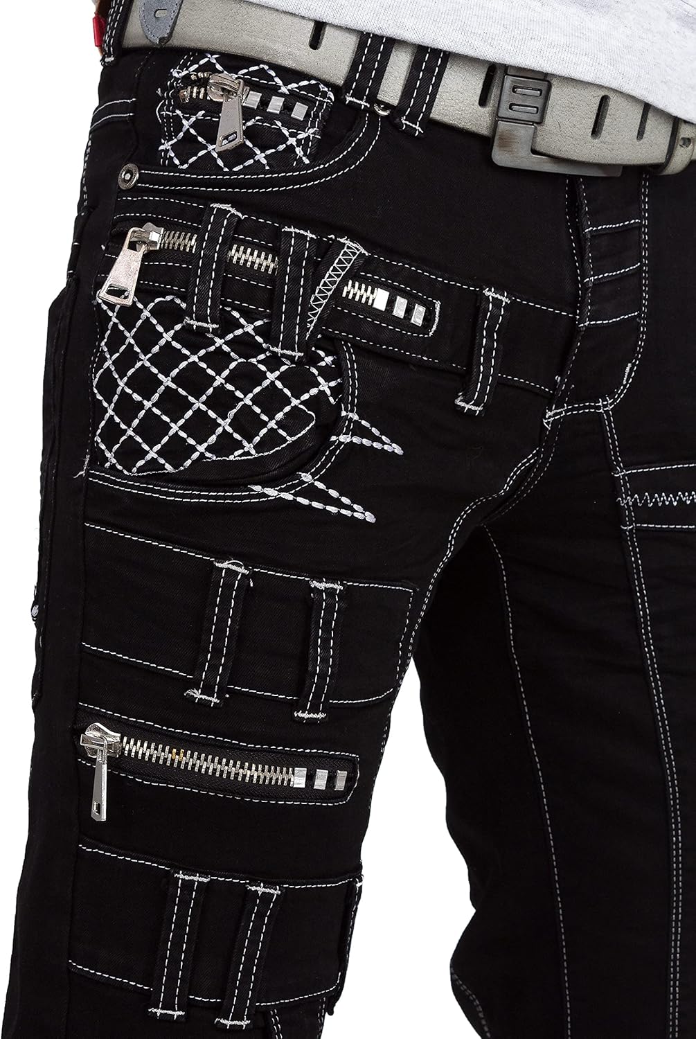 Kosmo Lupo Herren Jeans Besonderes Design 36W / 34L Schwarz - 35, 36W / 34L Schwarz - 35