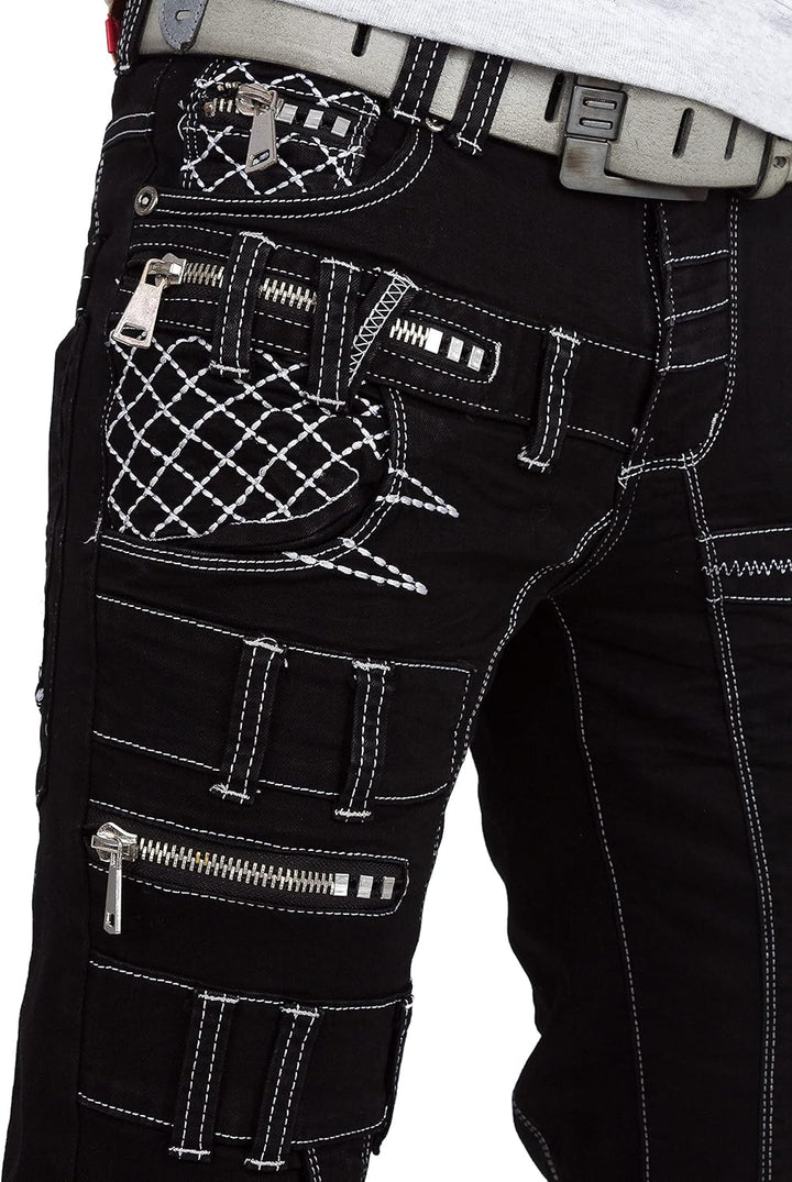 Kosmo Lupo Herren Jeans - Regular Fit mit Kontrastnähten, Vielseitige Taschen, Modische Bluejeans &