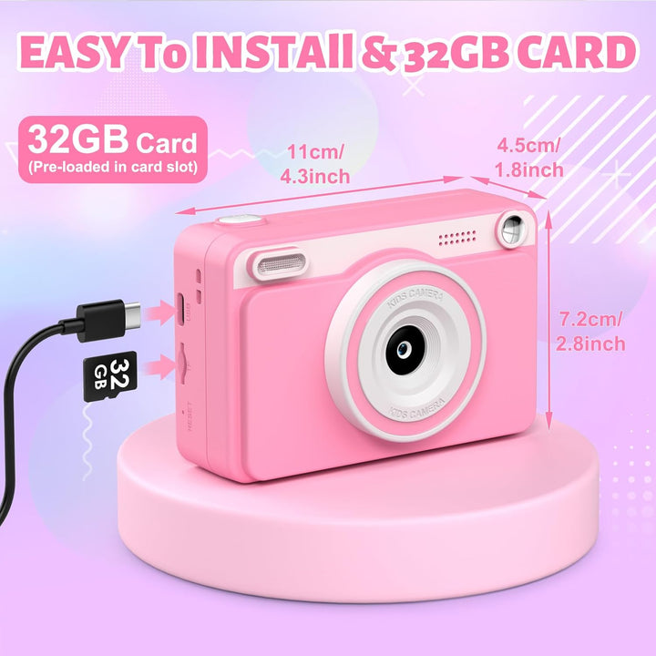Sofortbildkamera Kinder, 2.4 Zoll Bildschirm Kinderkamera Sofortbildkamera mit 32GB Speicherkarte &