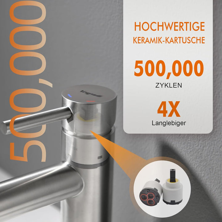 Ibergrif M11103, Wasserhahn Bad Edelstahl- Mischbatterie, Waschtischarmatur Infache Montage, Armatur