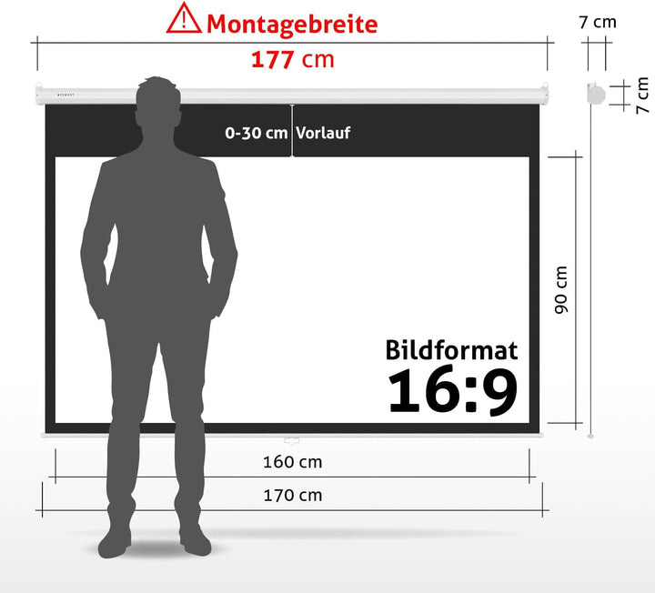 ESMART Economy EXR Rollo-Leinwand [Grössenauswahl] 160 x 90 cm (72") | Format 16:9 | Heimkino Beamer