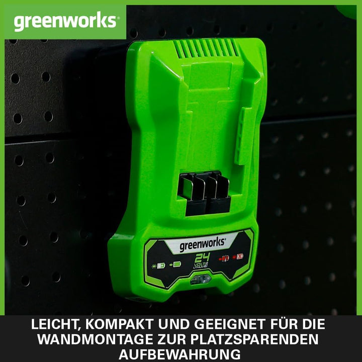 Greenworks 24V 2A Akku Ladegerät, für Greenworks 24V Batterien G24B2 & G24B4, Original Greenworks La