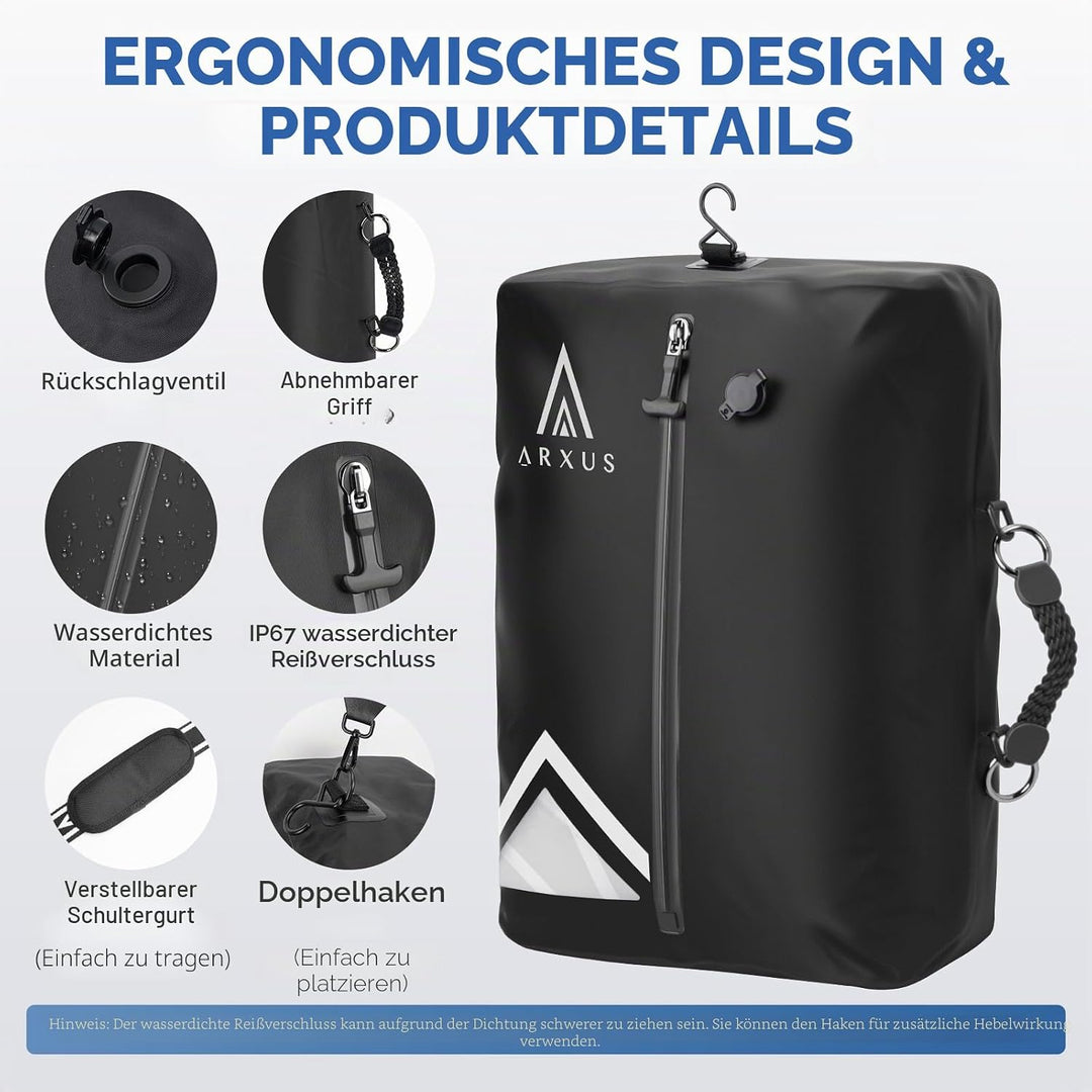 Arxus Vakuumbeutel für Kleidung - Reise Packing Cubes Compression mit Abnehmbare Schultergurt, IP67