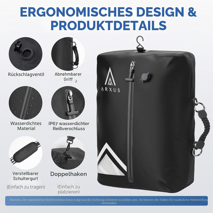 Arxus Vakuumbeutel für Kleidung - Reise Packing Cubes Compression mit Abnehmbare Schultergurt, IP67